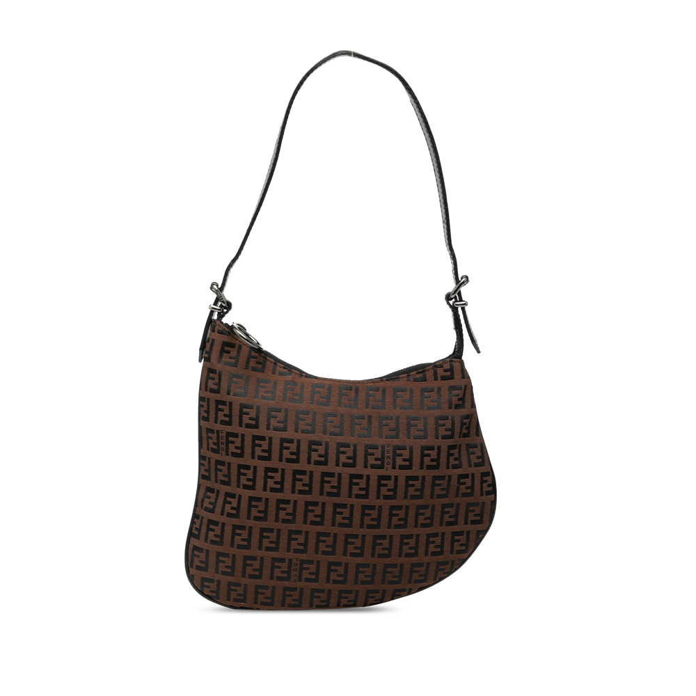 Pre-Loved Fendi Zucchino Canvas Oyster Shoulder Bag